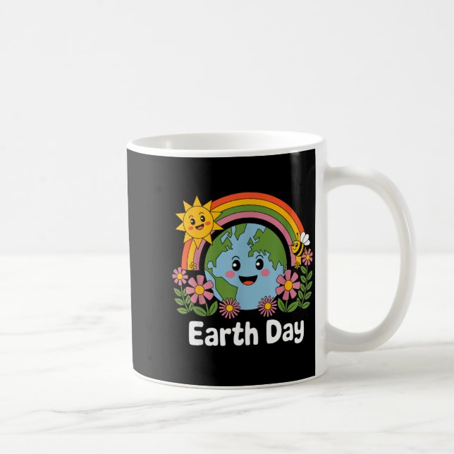 Mug Joyeuse Journée de la Terre Terre Mignonne avec Fl (Droite)