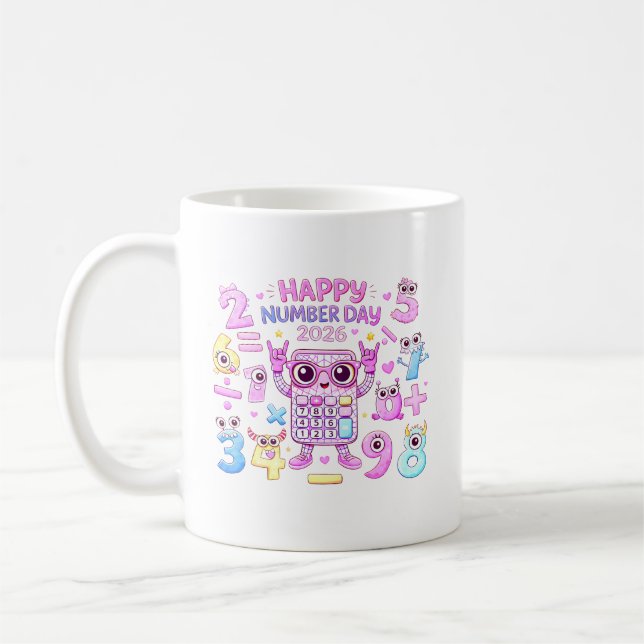 Mug Joyeuse Journée des nombres 2026 Conception de cal (Gauche)