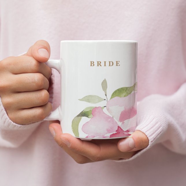 Mug Joyeuse mariée Mariage de Florals d'aquarelle (Créateur téléchargé)