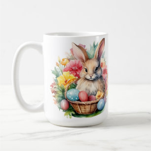 Mug Joyeuse peinture d'aquarelle de lapin de Pâques
