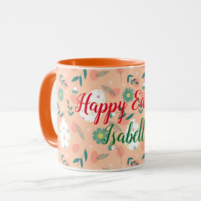 Mug Joyeuse Personnaliser Orange Oeuf de Pâques (Devant gauche)