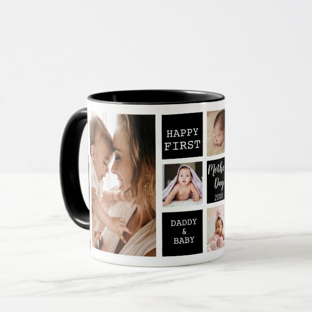 Mug Joyeuse première fête des mères 5 Collage de photo (Devant gauche)