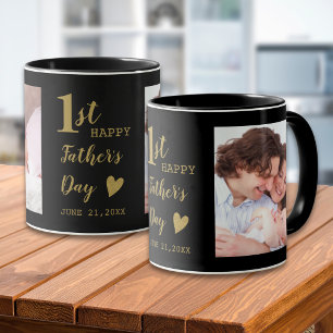 Mug Joyeuse première fête des pères 2 Photo Noir et Or