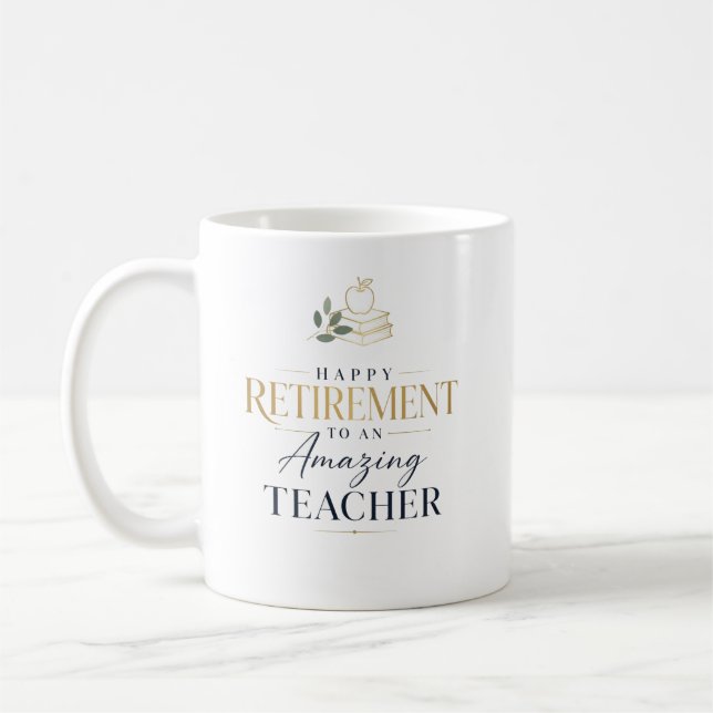 Mug Joyeuse retraite enseignant nom personnalisé (Gauche)