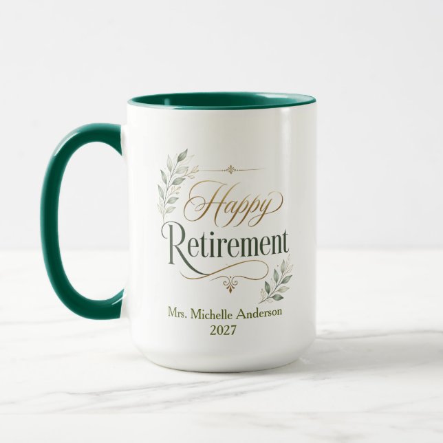 Mug Joyeuse Retraite Nom Personnalisé (Gauche)