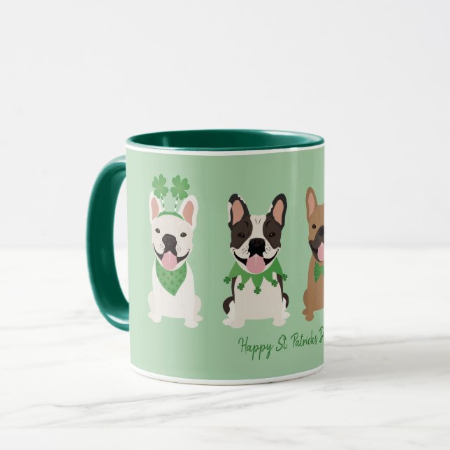 Mug Joyeuse Saint-Patrick Bouledogues Français (Devant gauche)