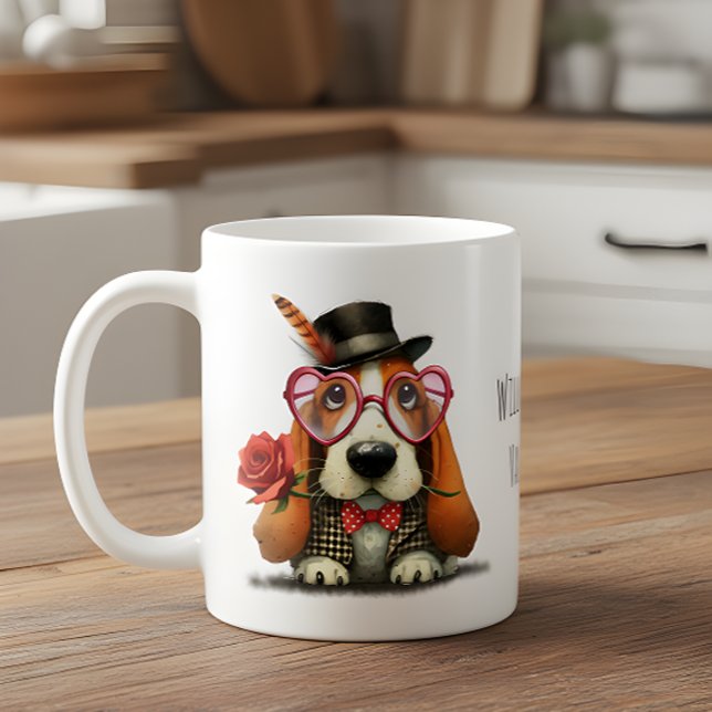 Mug Joyeuse Saint-Valentin Adorable Basset Hound (Créateur téléchargé)