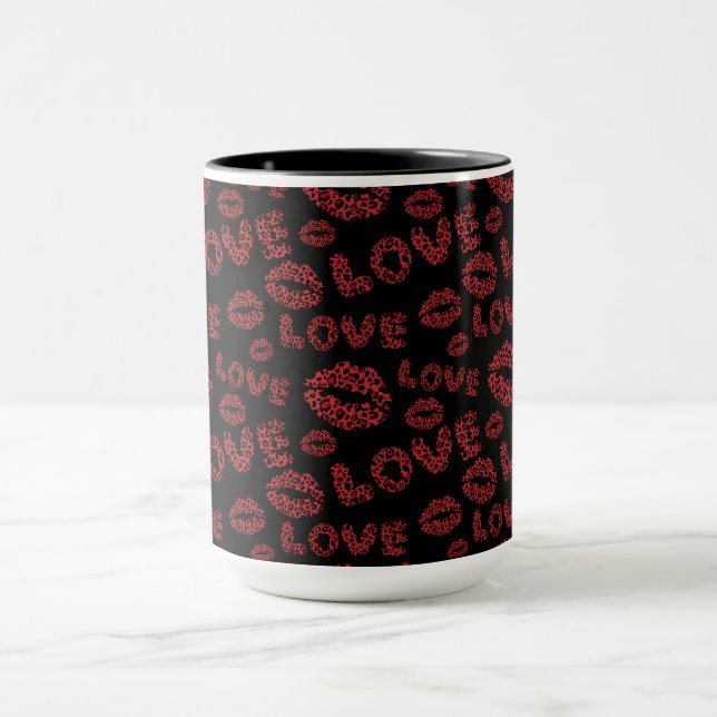 Mug Joyeuse Saint-Valentin Amour Élégant Rouge & Noir (Centre)
