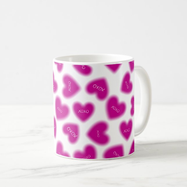 Mug Joyeuse Saint Valentin Câlins et Baisers Moderne (Devant droit)