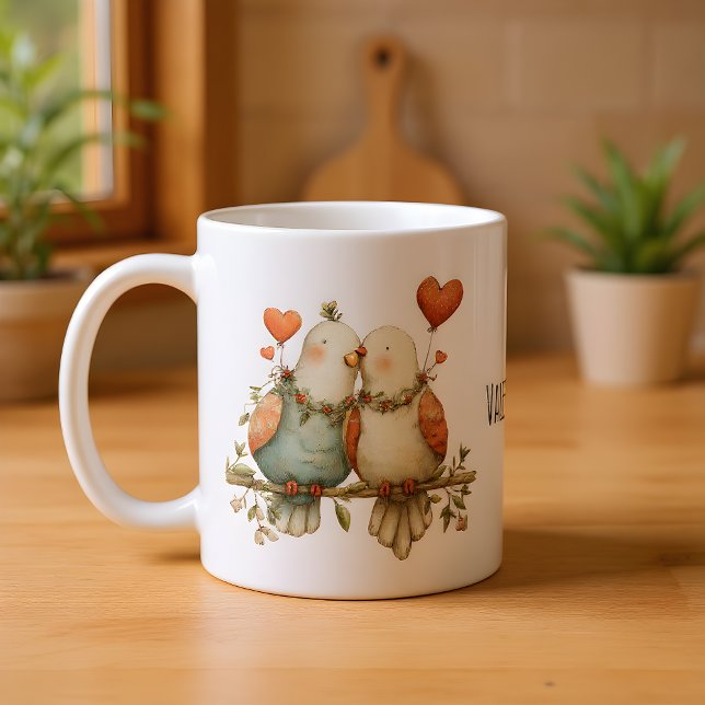 Mug Joyeuse Saint-Valentin Charming Love Birds (Créateur téléchargé)