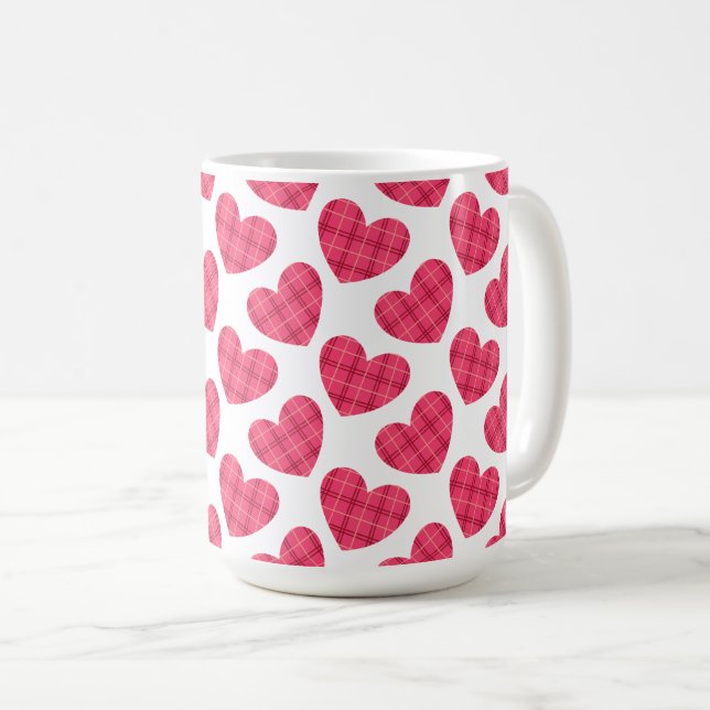 Mug Joyeuse Saint-Valentin chic cœurs roses (Devant droit)