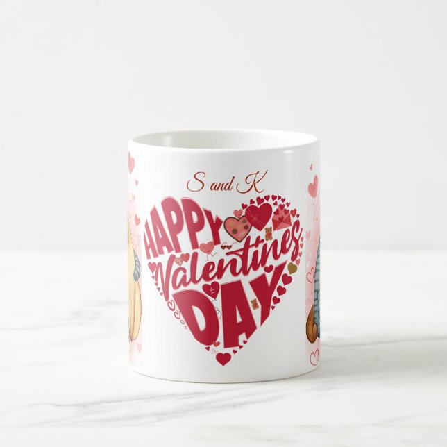 Mug Joyeuse Saint-Valentin Cœur Rouge et Nom (Centre)