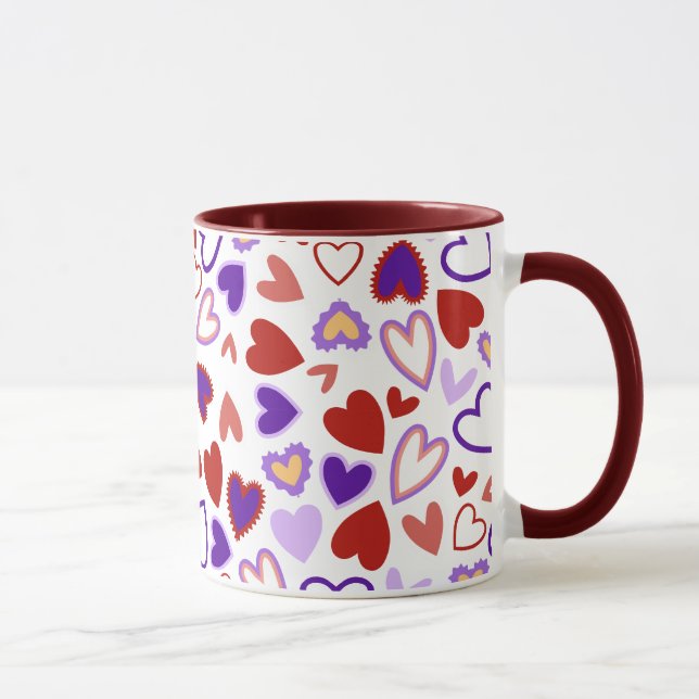 Mug Joyeuse Saint Valentin cœurs rouges roses bleus ro (Droite)