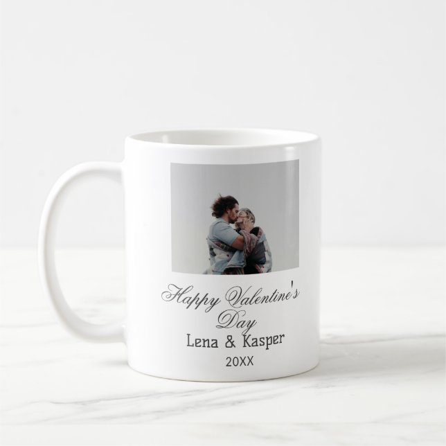 Mug Joyeuse Saint-Valentin couple photo moderne simple (Gauche)