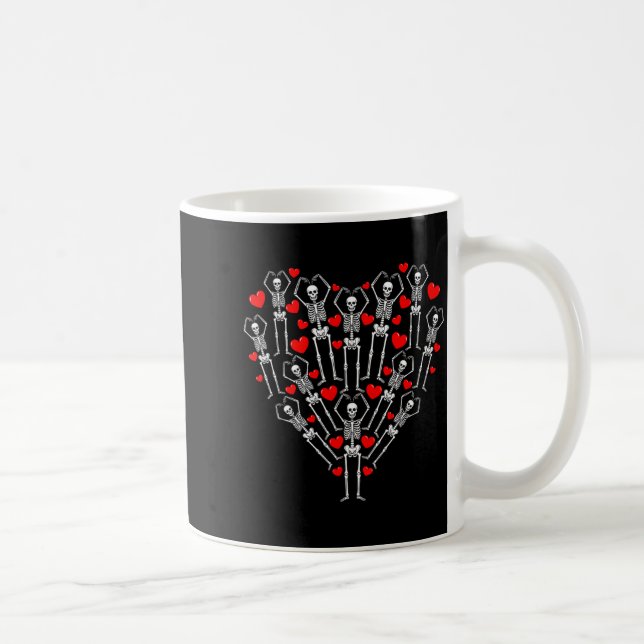 Mug Joyeuse Saint-Valentin Drôle de squelette cœur en  (Droite)