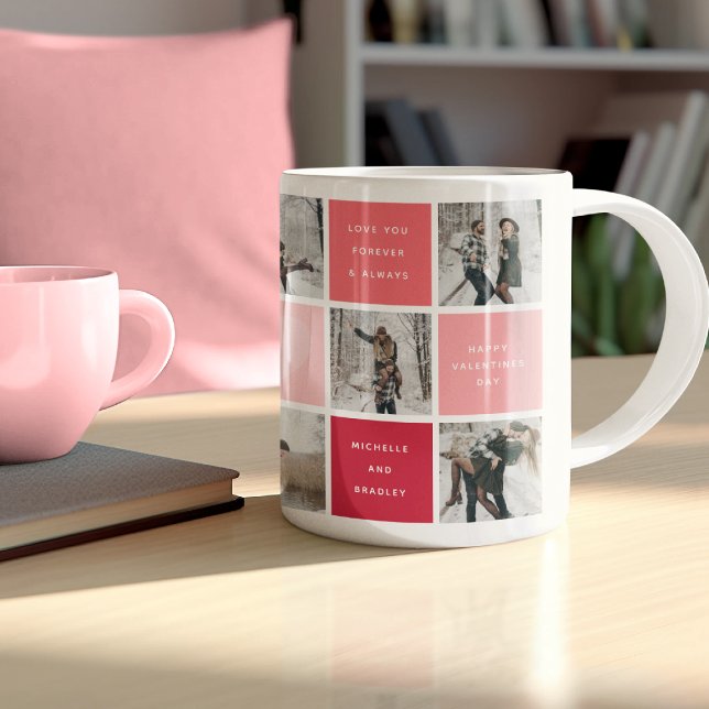 Mug Joyeuse Saint-Valentin Grille de photos pour coupl (Créateur téléchargé)