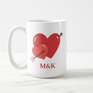 Mug Joyeuse Saint-Valentin jolis cœurs d'amour monogra