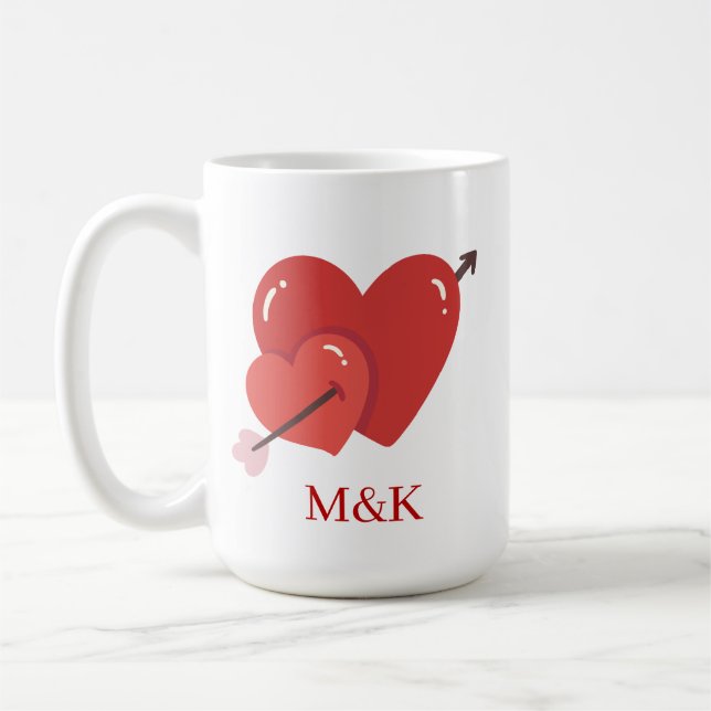Mug Joyeuse Saint-Valentin jolis cœurs d'amour monogra (Gauche)