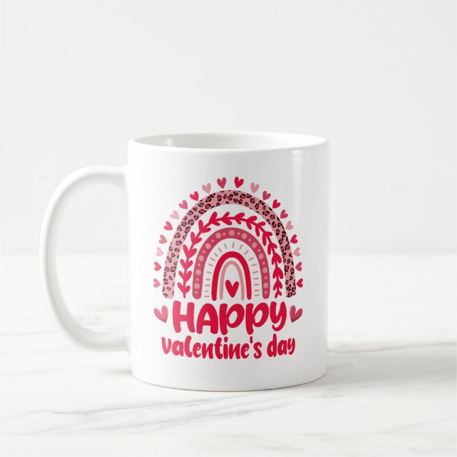 Mug Joyeuse Saint-Valentin Léopard Arc-en-Ciel (Gauche)