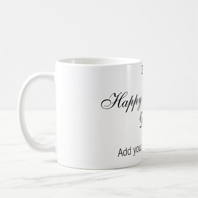 Mug Joyeuse Saint-Valentin nom date message simple élé (Gauche)