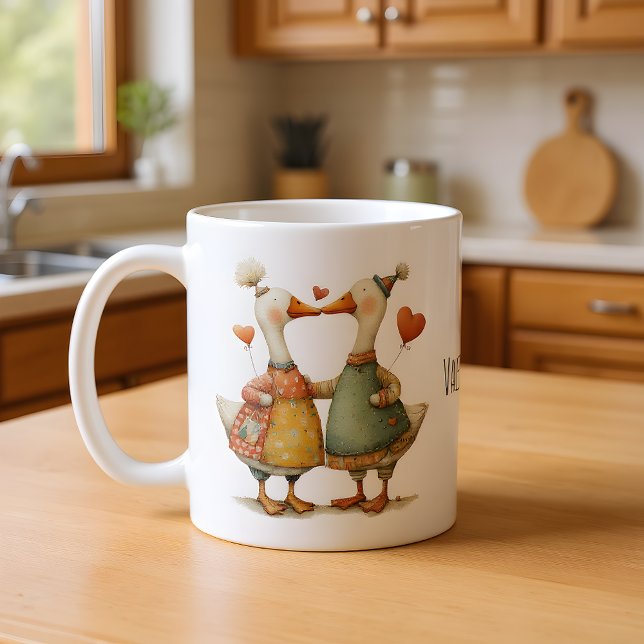 Mug Joyeuse Saint-Valentin oies fantaisistes (Créateur téléchargé)