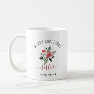 Mug Joyeuse soeur de Noël   Jolie aquarelle florale
