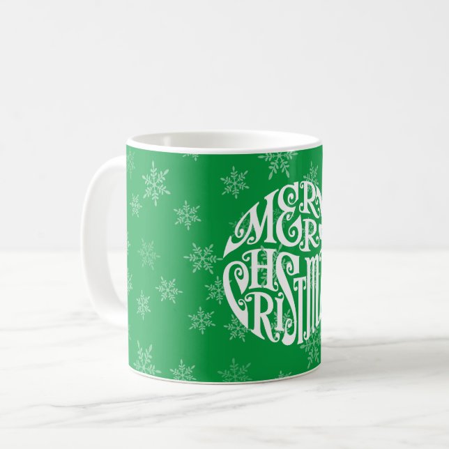 Mug Joyeuse typographie de Noël Joyeux voeux (Devant gauche)