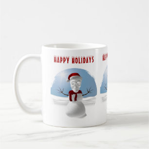 Mug Joyeuses Fêtes. Bonhomme de neige à tête de crâne 