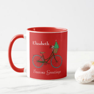 Mug Joyeuses Fêtes de bicyclette de fête personnalisés