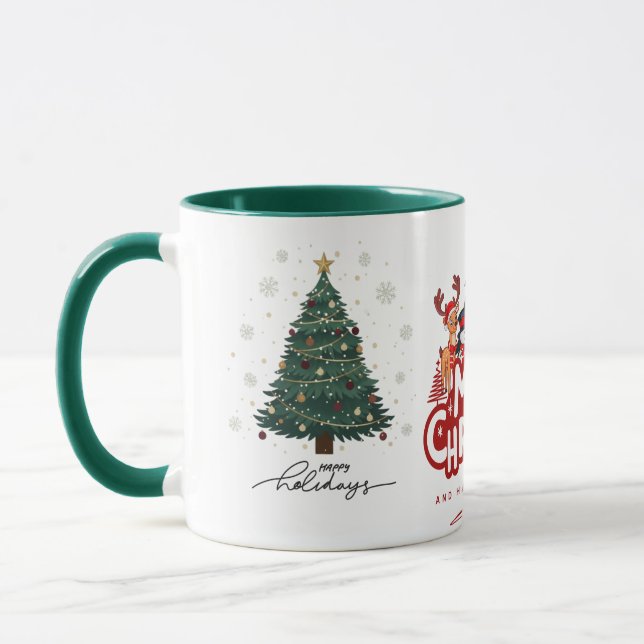 Mug Joyeuses Fêtes de Noël Arbre Renne (Gauche)