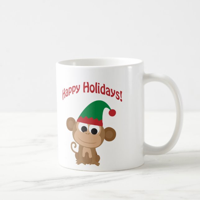 Mug Joyeuses fêtes ! Elfe de Noël singe (Droite)