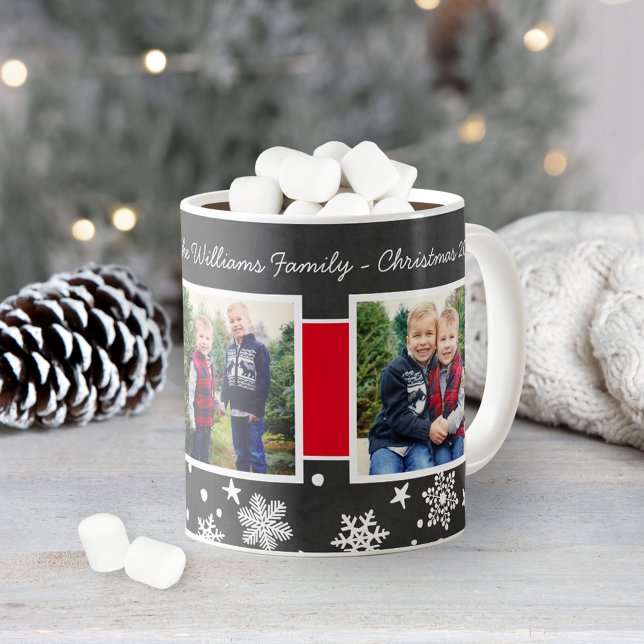 Mug Joyeuses Fêtes Flocon de Neige sur Tableau Noir Ph (Créateur téléchargé)