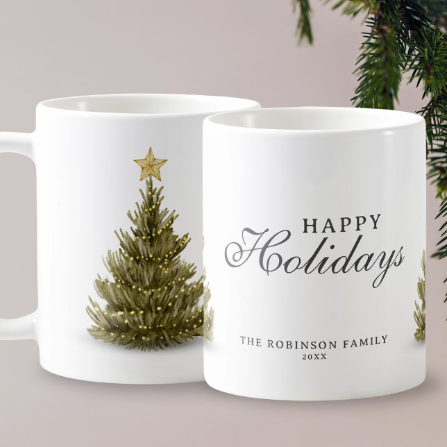 Mug Joyeuses fêtes Joyeux Noël Arbre Typographie (Créateur téléchargé)