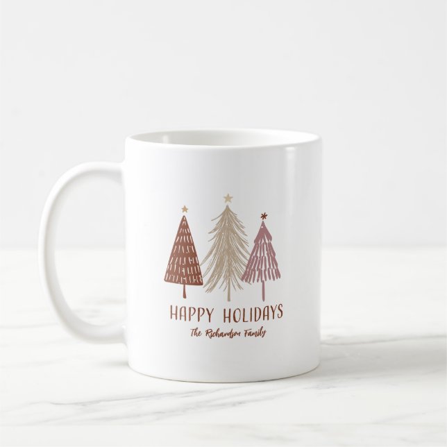 Mug Joyeuses fêtes Noël Arbre vacances sur mesure (Gauche)