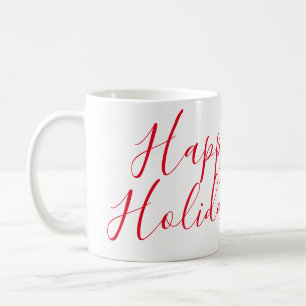 Mug Joyeuses fêtes Noël calligraphie rouge simple mi