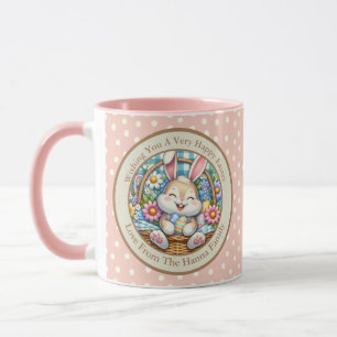Mug Joyeuses Pâques avec un lapin mignon, des œufs et 