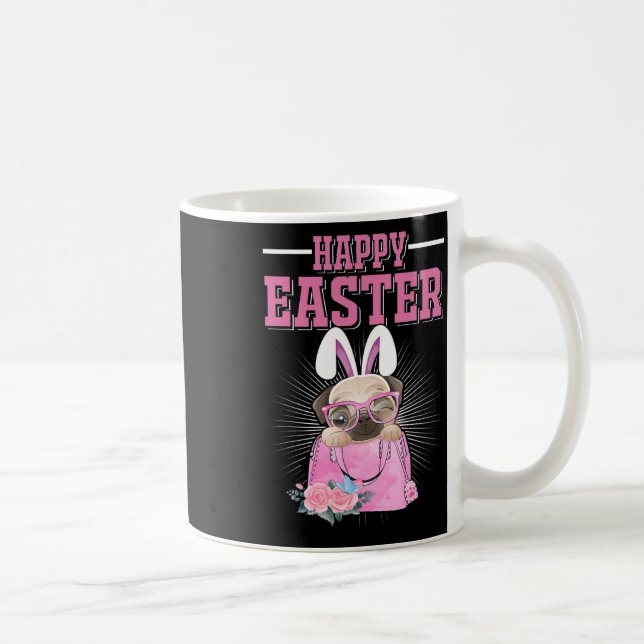 Mug Joyeuses Pâques Chien Drôle Pug Lapin _1  (Droite)