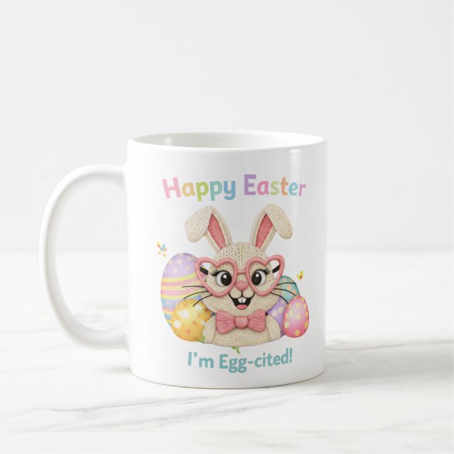 Mug Joyeuses Pâques Je suis Excité Lapin  (Gauche)