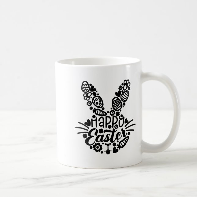 Mug Joyeuses Pâques, Visage de Lapin Hommes Femmes Enf (Droite)