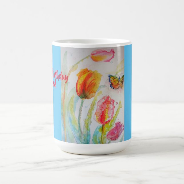 Mug Joyeuses Tulipes d'anniversaire Les femmes nomment (Centre)
