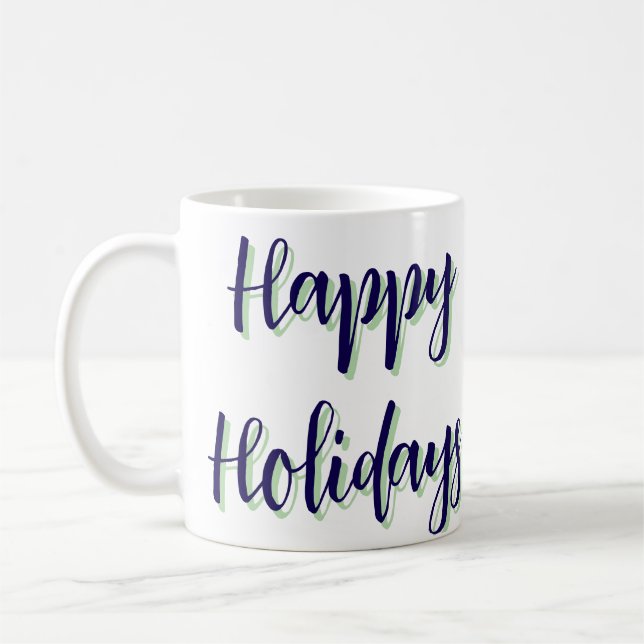Mug Joyeuses vacances bleu vert Noël élégant moderne (Gauche)