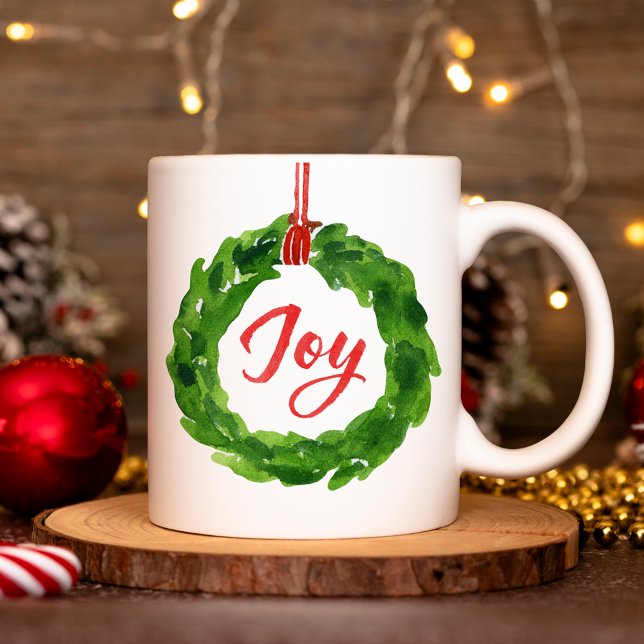 Mug Joyeuses Vacances De Wreath Peintes À La Main (Créateur téléchargé)