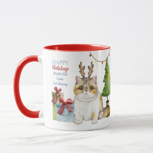 Mug Joyeuses vacances EXOTIC Chat Maman Personnalisé N (Gauche)