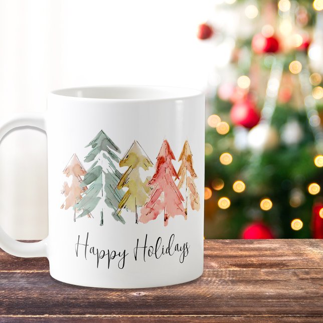 Mug Joyeuses vacances Pine Tree Aquarelles Noël (Créateur téléchargé)