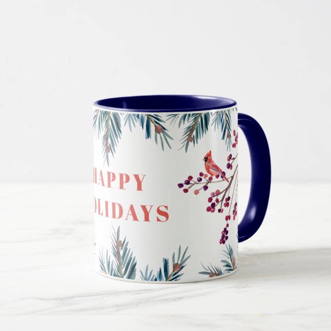 Mug Joyeuses vacances rustique moderne saisonnière Noë (Devant droit)