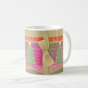 Mug "Joyeuses Vacances" Vieux Vaches d'or, Arbres Mono