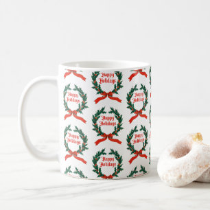 Mug Joyeuses vacances Vintage Holly Noël Wreath
