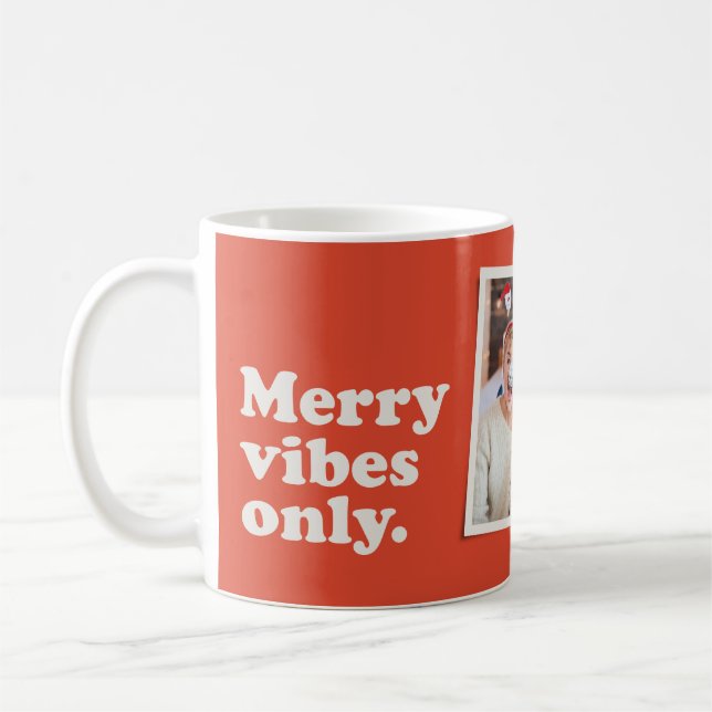 Mug Joyeuses vibes seulement fun rétro une photo Noël (Gauche)