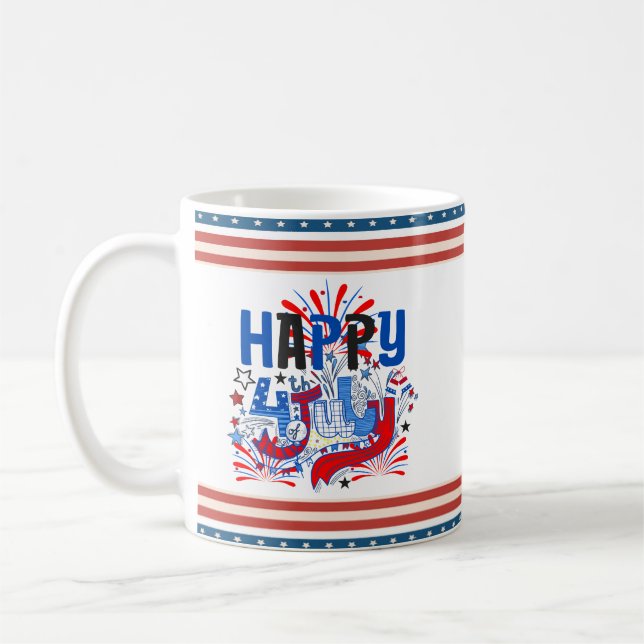 Mug Joyeux 14 juillet Feu d'artifice USA-63261 (Gauche)