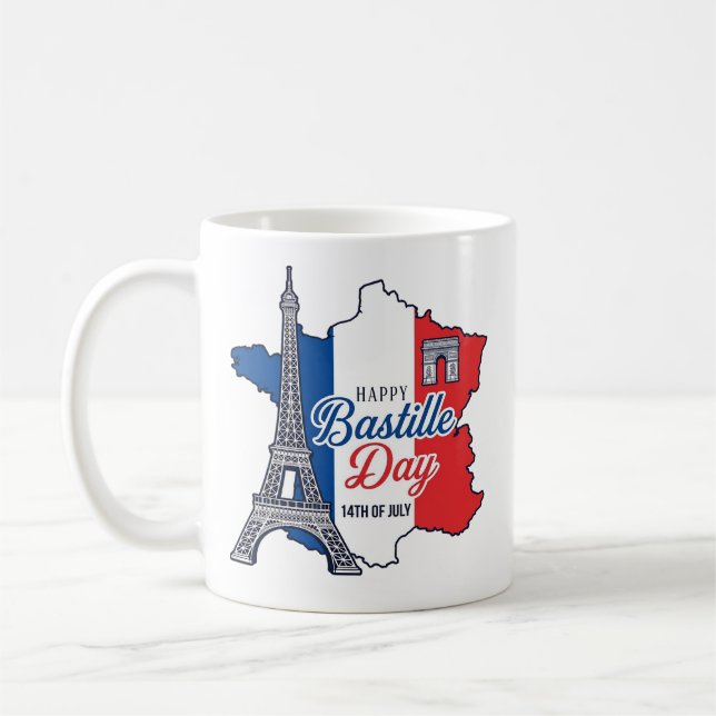 Mug Joyeux 14 juillet France Carte Tour Eiffel Vector_ (Gauche)